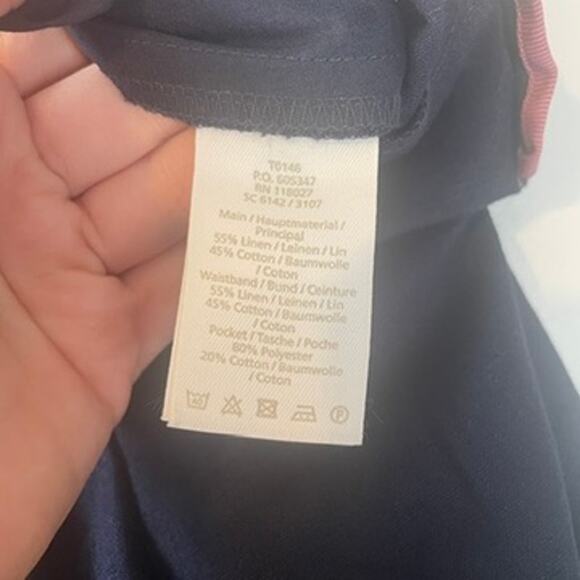 Boden Navy Blue Linen Blend Wide Leg Cropped Dress Pant Sz 10 Workwear Sleek - Picture 7 of 12